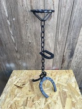 Pied De Fumeur Ancien Fer À Cheval Chaine Fer Forgé Noir Vintage #C396