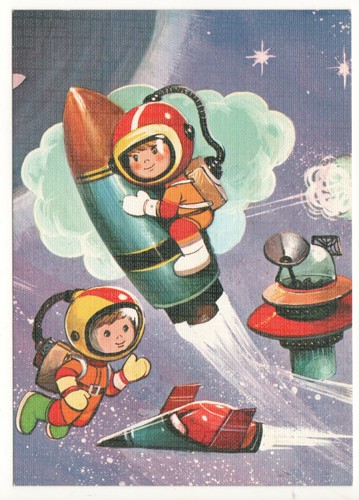 Embossed postcard cartoon - -,