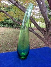 Antique Emerald Green Goose Neck Crooked VASE Hand Blown Studio ❤️ BEAUTIFUL ❤️