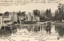 Old postcard 16 Charente approx. Cognac JARNAC Les Moulins. Written 1904 Animated