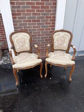 2 Italian Chateau d'Ax Spa French Louis XV Style Fauteuil Tapestry Armchairs
