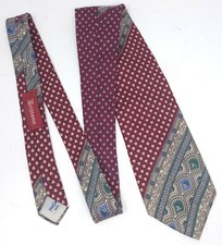 Yves Saint Laurent YSL Striped Foulard Red Blue Silk Mens Neck Tie Paris Vintage