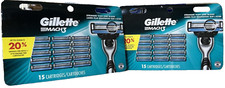 Gillette Mach3 Razor Blade Refills 15 Cartridges 2 Pack FACTORY SEALED PACK