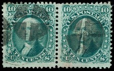 MOMEN: US STAMPS #89 E GRILL PAIR USED