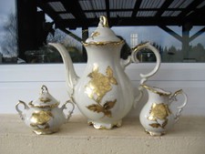 TÊTE DE SERVICE BAVARIA FLEUR Dorée OR MAT en RELIEF 