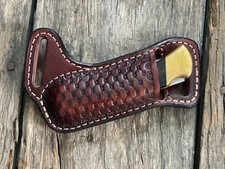 Deluxe Leather Pocket Knife Sheath Buck 110 Case XX Trapper
