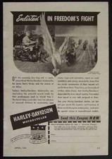 1942 Harley-Davidson Motorcycles *Enlisted in Freedom's Fight* WWII vintage AD