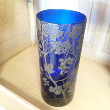 VASE Rouleau Verre Bleu