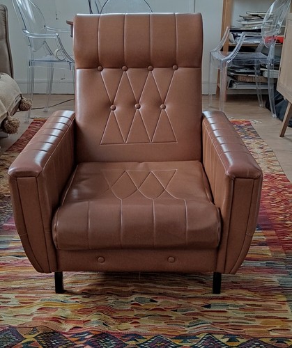 Fauteuil skaï marron des - fauteuil,