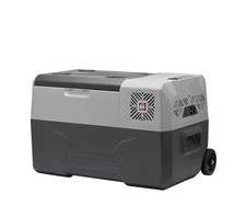 Réfrigérateur avec compresseur et connexion Bluetooth et USB, roulettes et poign