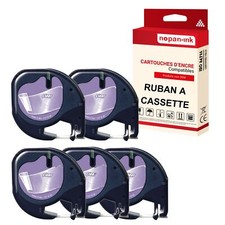 Ruban S0721530 12267 pour DYMO Letratag compatible noir sur fond transparent