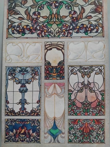 Art nouveau vitrail gravure - art,