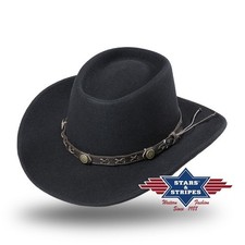 Chapeau Western En Feutre Stars & Stripes Gambler Noir