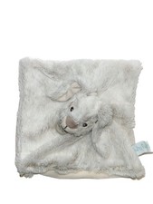 Doudou Lapin Plat Blanc Beige