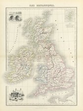 British Isles map Migeon atlas engraved with vignettes 184