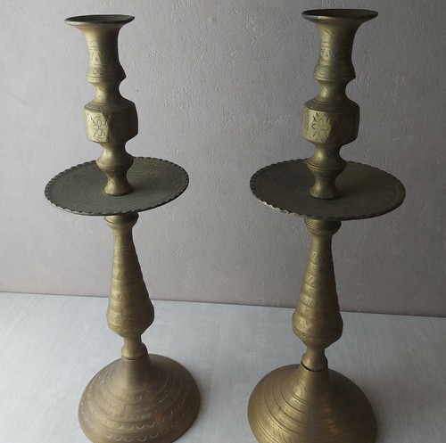 Paire anciens bougeoirs en - paire,