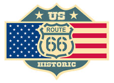 AUTOCOLLANT STICKER ROAD AMERICA ROUTE 66 USA FLAG HISTORIC US DRAPEAU RA138
