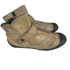 Pataugas Boots Women's EU 41 US 10.5 Tan Black Zip Up Snap Strap Lightweight