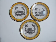 3 assiettes à bord jaune