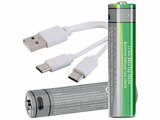 2 accus lithium-ion 18650 2000 mAh avec port de chargement USB-C - TKA