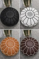 Moroccan Leather Ottoman Pouf