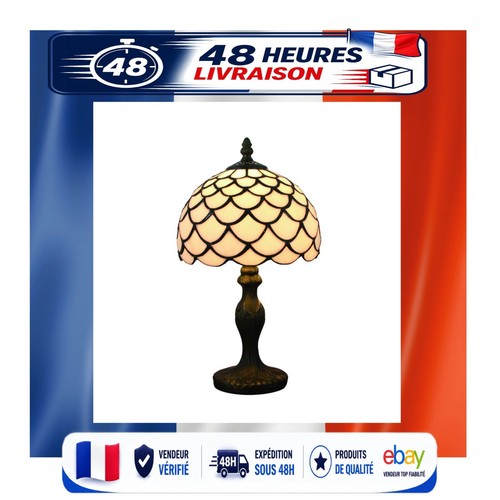 Lampe table tiffany blanc 8 - blanc,