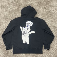 Supreme Pillsbury Doughboy Medium Hooded Zip Up Sweatshirt Black Hoodie