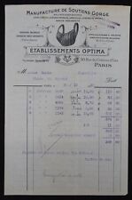 Invoice PARIS 1930 Manufacture de Bra garter OPTIMA billhead 16
