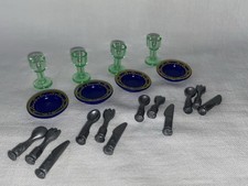 Playmobil housewife plates glass castle house kitchen dining room