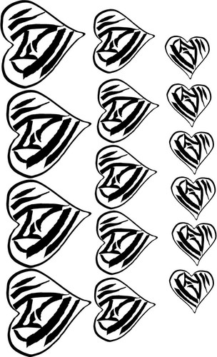 Zebra hearts wall - hearts, in