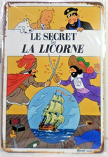 PLAQUE METAL Tôlée VINTAGE  20X30 BD TINTIN & MILOU  LICORNE  NV1