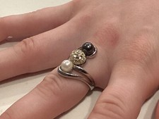 bague  perle blanche et perle grise argent 925 vrai perle.
