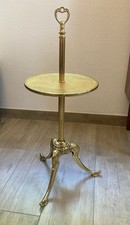 Antique Vintage Brass & Wood Pedestal 1970 Design 70cm