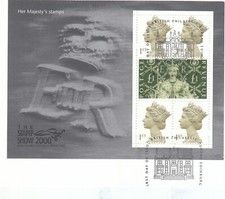 Her Majestys Stamps minisheet GB Used Bureau 2000 ON PIECE (145708)