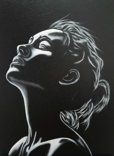 Peinture noir blanc huile - noir,