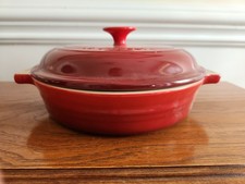 Le Creuset Red Enamel Round Covered Casserole  10”x 3”