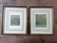 Paire d'aquarelles miniatures