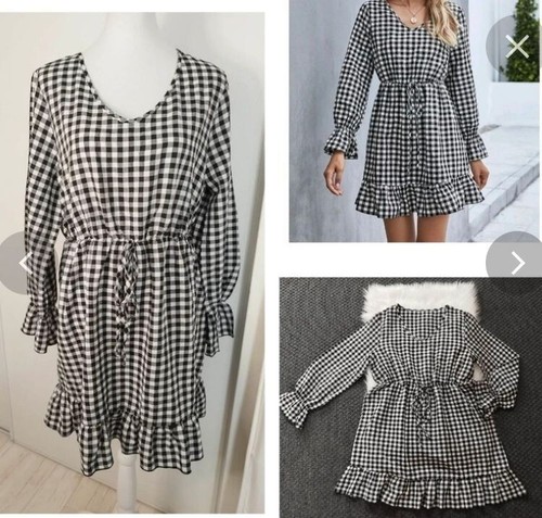 Robe carreaux noire et - ,