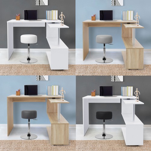 Bureau angle blanc - angle, blanc/naturel