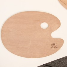 Wooden Artist Paint Palette, Oval Shape with Thumb Hole, Professional Art Suppli
