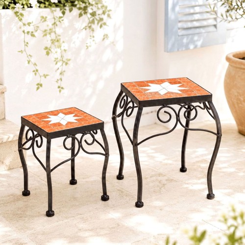 Tabouret fleurs mosaïque - fleurs,