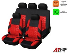 Housse Protection Siège Auto Rouge Noir Set Complet Tissu Pour Opel Corsa Astra