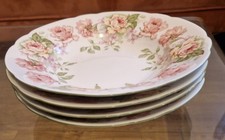 4 Assiettes Creuses Bernardaud Eugenie De Montijo Porcelaine Limoges Fleur Roses