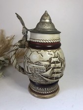 AVON Large Sandstone Beer Mug with Pewter Lid - Brigantine & Bark