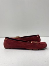 Burberry Red Suede Loafers Shoes W 7.5