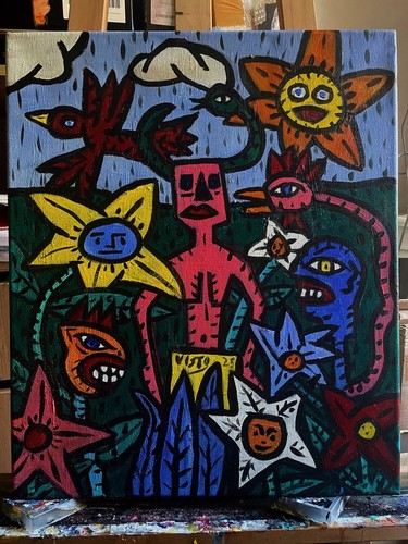 Totem acrylique sur - acrylique,