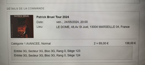 Places concert pour le - 2,