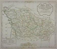 CARTE ANCIENNE FRANCE POITOU SAINTONGE LIMOUSIN AUVERGNE VAUGONDY GRAVURE  XIX°
