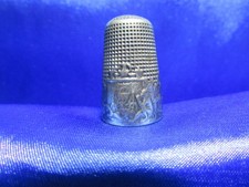 Antique Monkey and the Cat Solid Silver Sewing Thimble