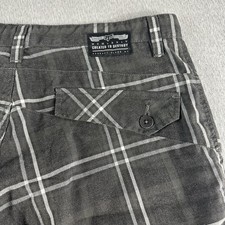 Fox Racing Shorts Men's 32 Black Chino Plaid Pockets Moto Dirt Bike Outdoor